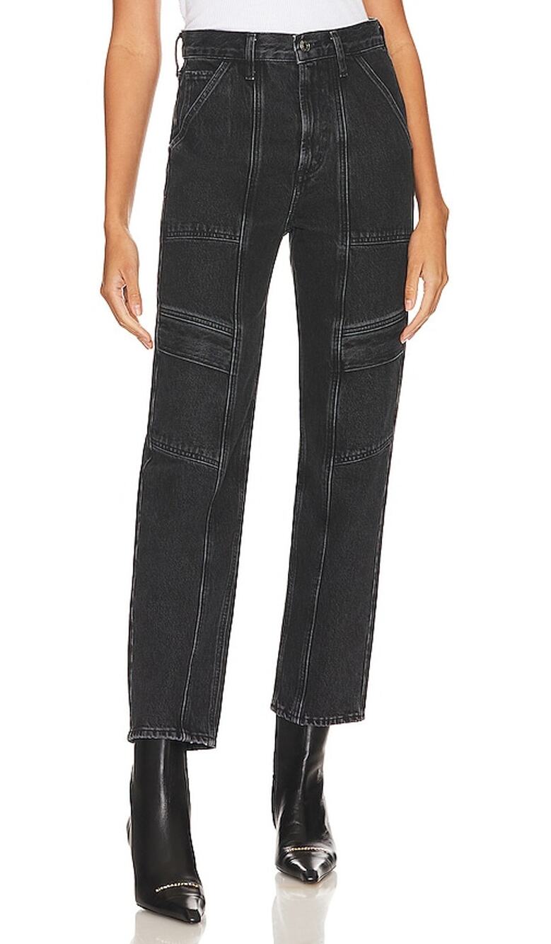 Agolde Relaxed Washed Black Cooper Cargo Denim Jeans Size 25